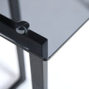 55in Slip Smoke Grey Glass Dining Table with Black Metal Legs