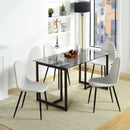 55in Slip Smoke Grey Glass Dining Table with Black Metal Legs