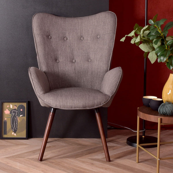 Mid-Century Modern Accent Chair - Elegant Gray Upholstery