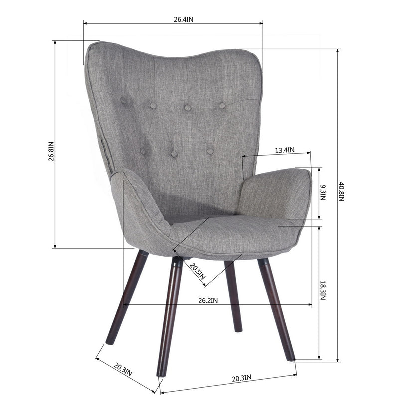 Mid-Century Modern Accent Chair - Elegant Gray Upholstery