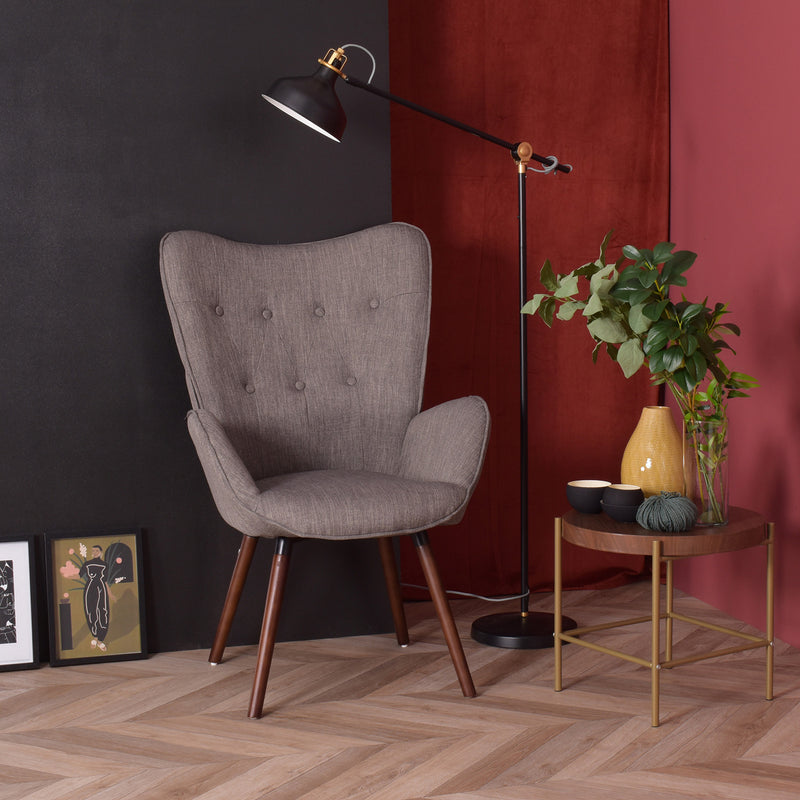 Mid-Century Modern Accent Chair - Elegant Gray Upholstery