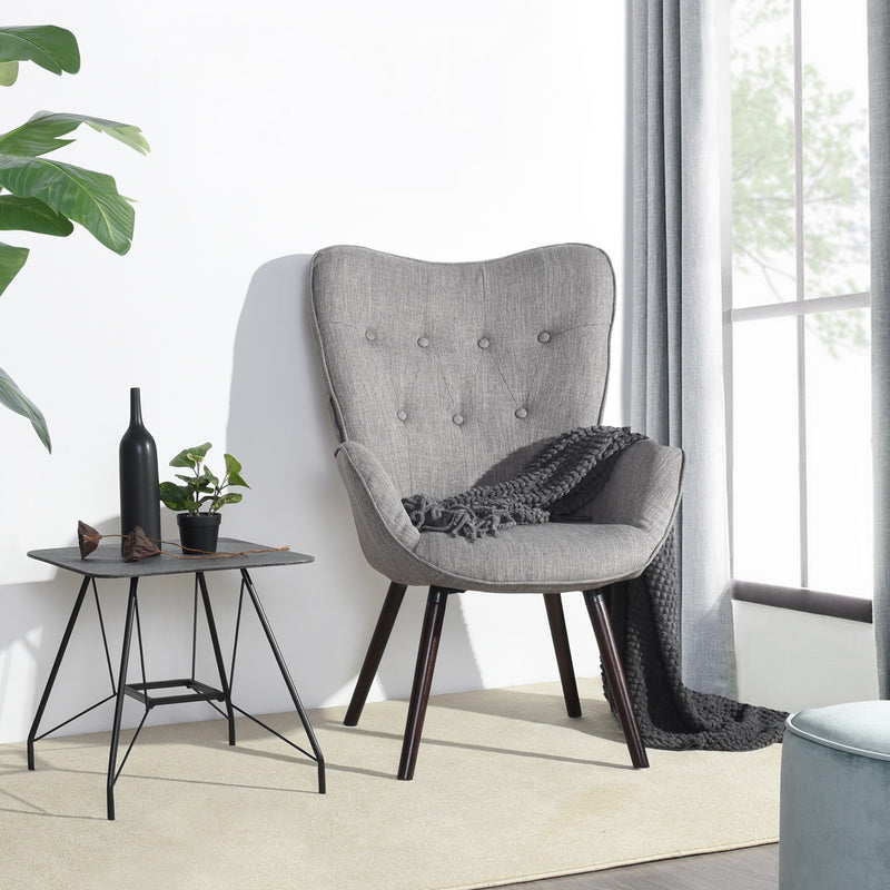 Mid-Century Modern Accent Chair - Elegant Gray Upholstery