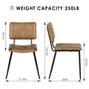 Modern Cognac Dining Chair with Metal Legs (Set of 2)