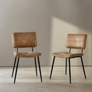 Modern Cognac Dining Chair with Metal Legs (Set of 2)