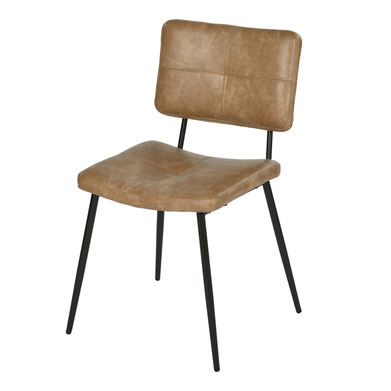 Modern Cognac Dining Chair with Metal Legs (Set of 2)