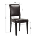 Set of 2 Classic Brown PU Leather Dining Chairs, Dark Brown