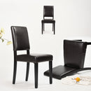 Set of 2 Classic Brown PU Leather Dining Chairs, Dark Brown