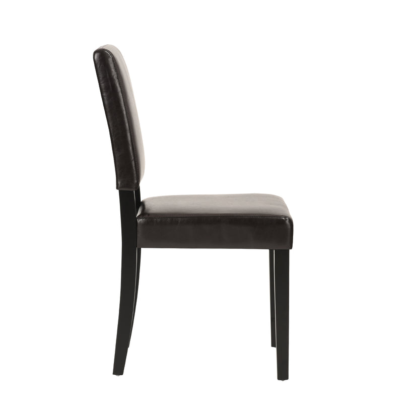 Set of 2 Classic Brown PU Leather Dining Chairs, Dark Brown