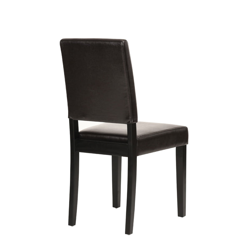 Set of 2 Classic Brown PU Leather Dining Chairs, Dark Brown