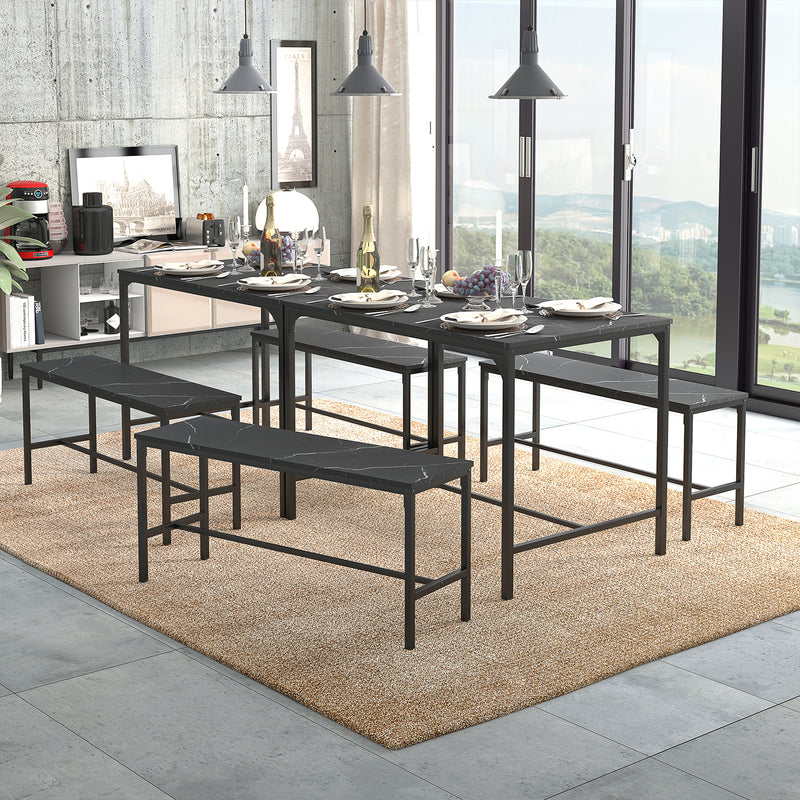 Modern 3-Piece Dining Set - Black