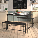 Modern 3-Piece Dining Set - Black
