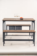 Industrial Style Dining Set: Table and Benches
