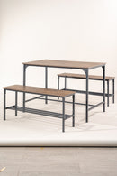 Industrial Style Dining Set: Table and Benches