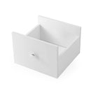 Tall Modern White Storage Cabinet with Shelves and Drawer