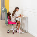Ergonomic Small Task Chair with Adjustable Height &amp; 360° Swivel – Stylish Pink Design for Kids, Home Office, and Compact Spaces