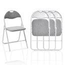Set of 4 Foldable Grey Fabric Chair Set – GREY/PINK/BROWN