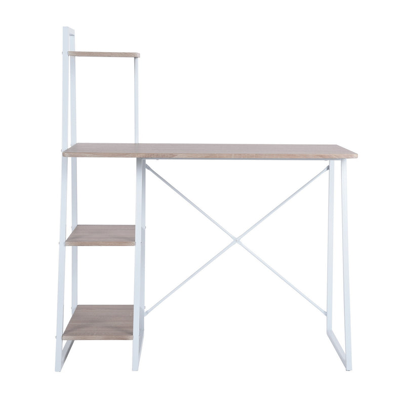 Modern Computer Desk with Storage Shelves – Sturdy Metal Frame, Space-Saving Design