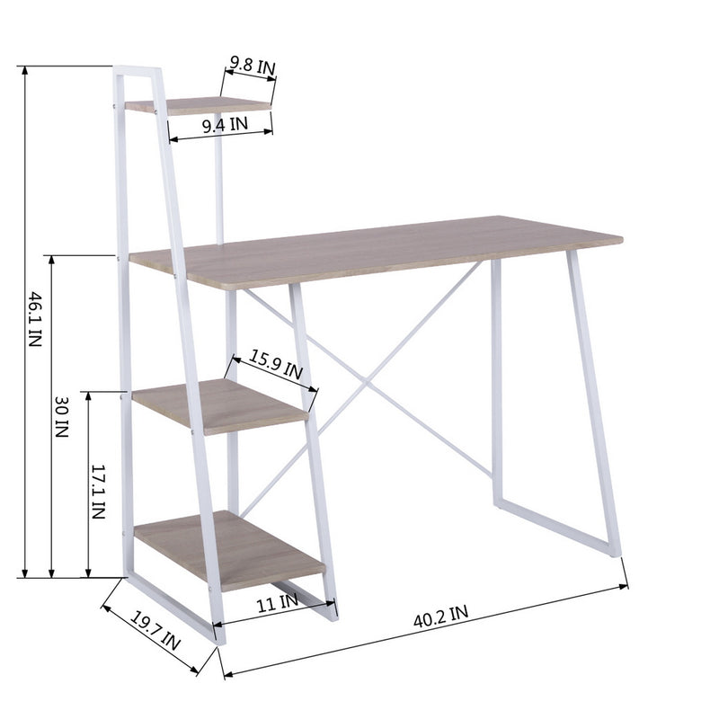 Modern Computer Desk with Storage Shelves – Sturdy Metal Frame, Space-Saving Design