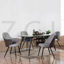 Modern Upholstered Dining Chairs with Armrests – Set of 2, Fabric & PU, Metal Legs, Ergonomic Design