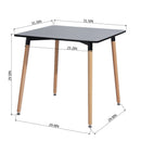 Modern Dining Table with Beech Wood Legs and Adjustable Feet - Available in Black and Grey