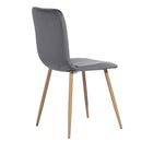 Set of 4 Contemporary Velvet Dining Chairs with Wooden Legs, Grey
