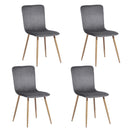 Set of 4 Contemporary Velvet Dining Chairs with Wooden Legs, Grey