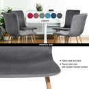 Set of 4 Contemporary Velvet Dining Chairs with Wooden Legs, Grey