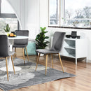 Set of 4 Contemporary Velvet Dining Chairs with Wooden Legs, Grey