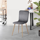 Set of 4 Contemporary Velvet Dining Chairs with Wooden Legs, Grey