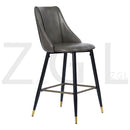 SMEG Bar Stool - Grey PU Leather with Black & Gold Legs