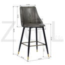 SMEG Bar Stool - Grey PU Leather with Black & Gold Legs