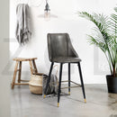 SMEG Bar Stool - Grey PU Leather with Black & Gold Legs