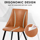 Set of 2 Cognac PU Leather Dining Chairs – Ergonomic Backrest, High-Density Sponge Cushion, Black and Gold Metal Legs