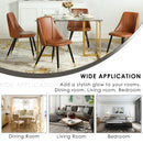 Set of 2 Cognac PU Leather Dining Chairs – Ergonomic Backrest, High-Density Sponge Cushion, Black and Gold Metal Legs