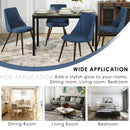 Set of 2 Dark Blue Upholstered Dining Chairs – Ergonomic Backrest, Rub-Resistant, Adjustable Feet Pads, Wooden Legs