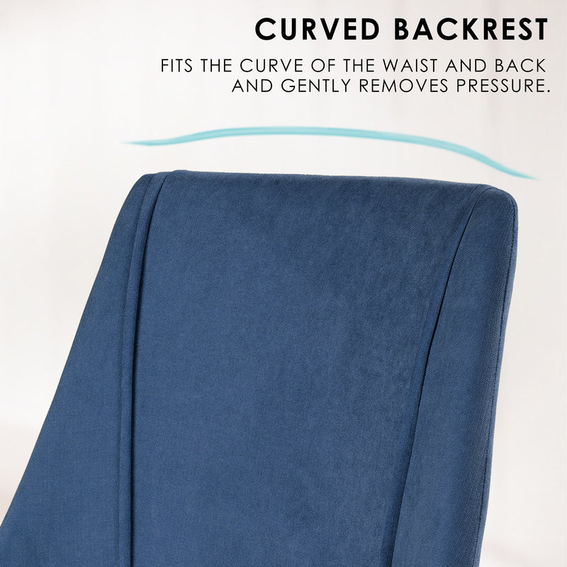 Set of 2 Dark Blue Upholstered Dining Chairs – Ergonomic Backrest, Rub-Resistant, Adjustable Feet Pads, Wooden Legs