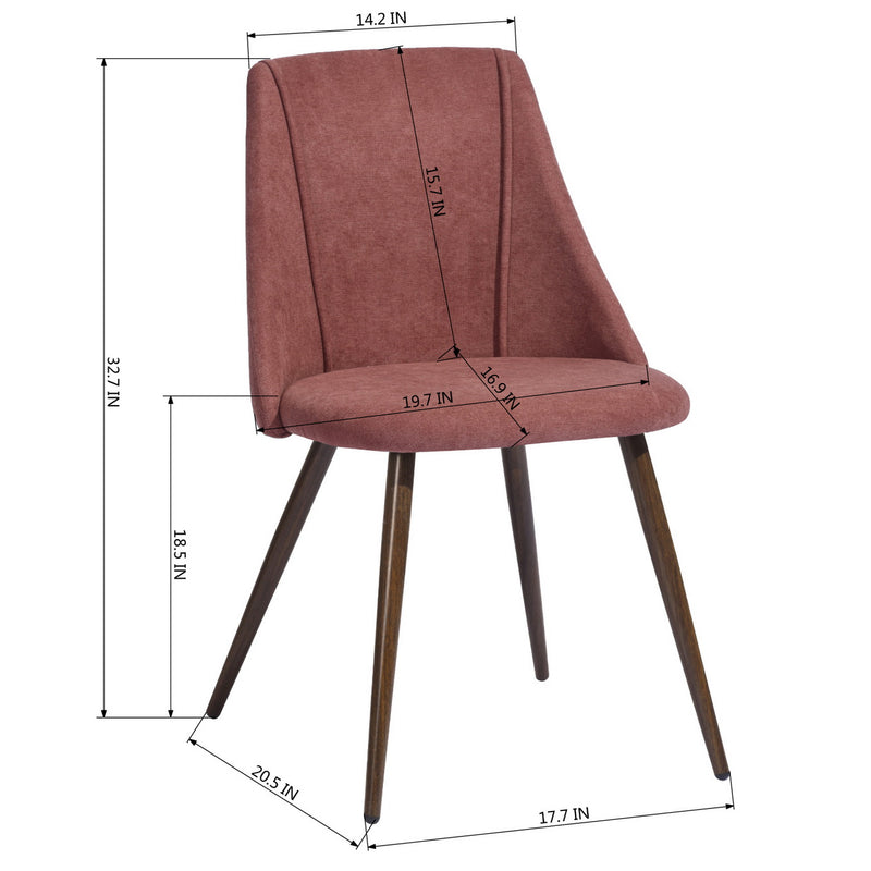 Set of 2 Red Upholstered Dining Chairs – Ergonomic Backrest, Stylish Legs, Comfortable Cushion