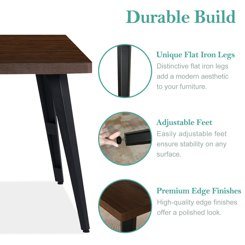 Modern 5-Piece Dining Set with Suede Brown Upholstered Chairs