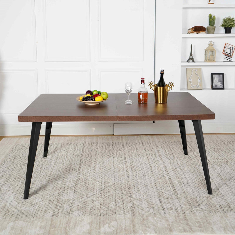 Modern 5-Piece Dining Set with Beige Upholstered Chairs