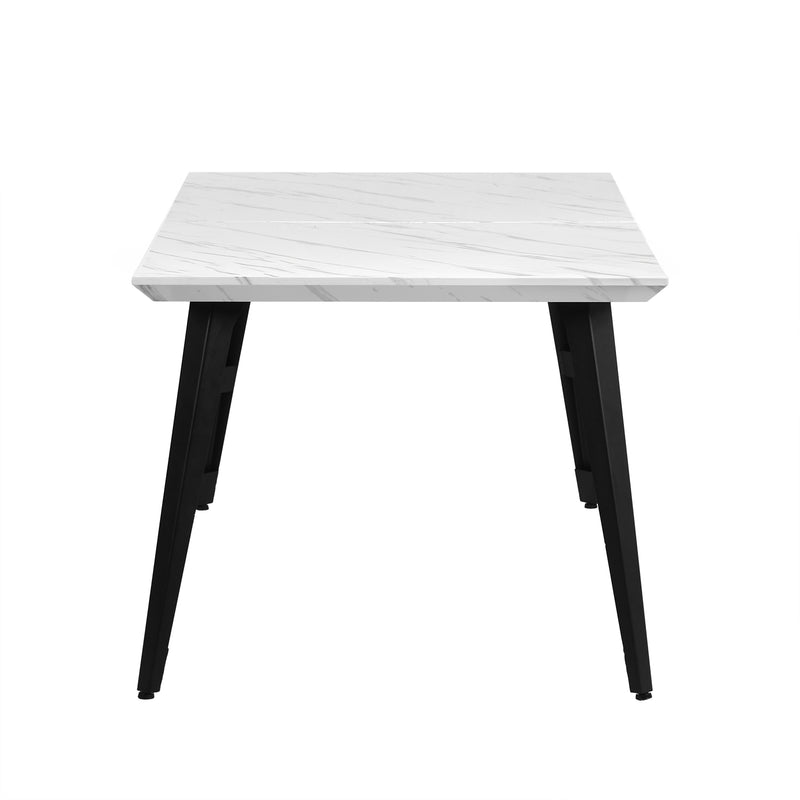 Modern 5-Piece Dining Set – Marble-Style Table with 4 Upholstered Chairs