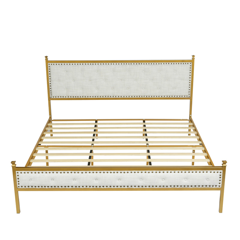 Diamond Tufted Upholstered King Size Bed Frame – Elegant and Durable