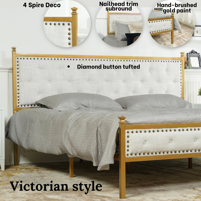 Diamond Tufted Upholstered King Size Bed Frame – Elegant and Durable