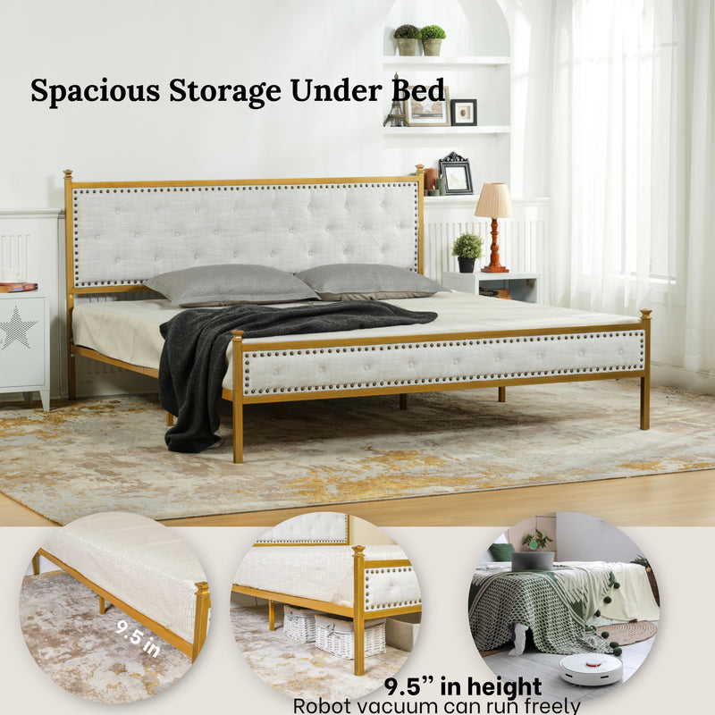 Diamond Tufted Upholstered King Size Bed Frame – Elegant and Durable