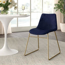 Set of 2 Elegant Velvet Dining Chairs – Gold Powder Coating