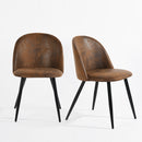 Set of 2 Modern Brown Upholstered Dining Chairs