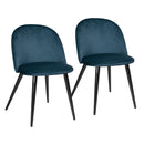 Set of 2 Elegant Navy Blue Velvet Dining Chairs