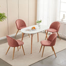 Set of 2 Modern Velvet Dining Chairs with Wooden Legs