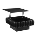 Square Lift-Top Coffee Table with Solid Wood Frame and Hidden Storage