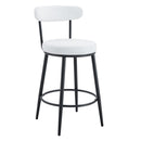 Fashionable Ergonomic High Legged Bar Chairs with White Fabric Cushions, 35.5 Inches Tall, Black and White Color.Set of 2.