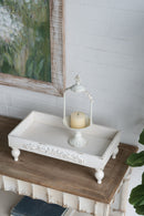 S/2 Decorative Fir Wood and Resin Risers with Distressed White Finish